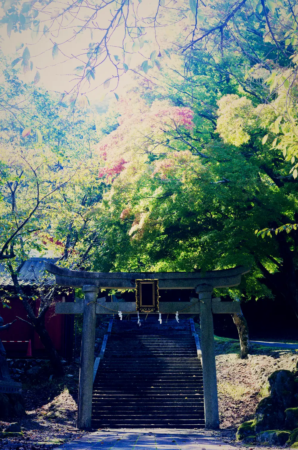 熊川宿の秋の神社と石の鳥居