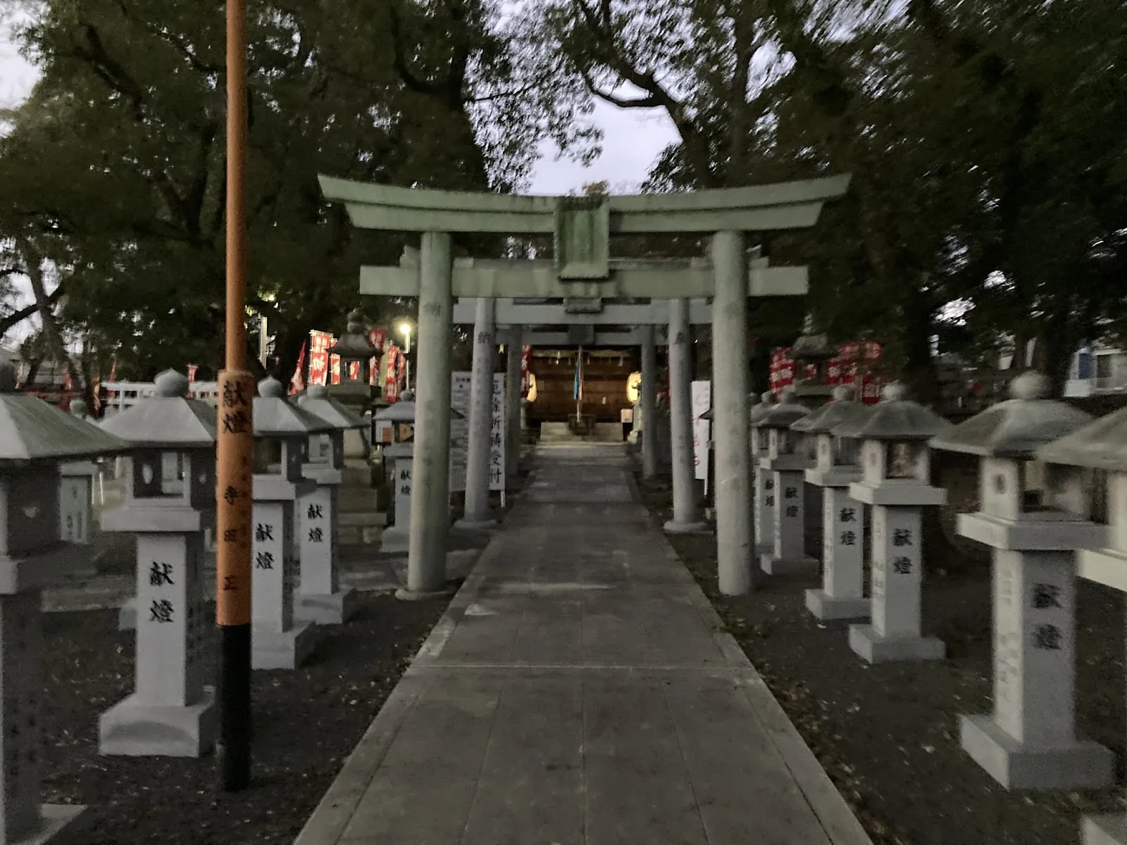 信太森葛葉稲荷神社　参道・灯篭